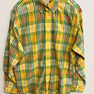 Brooks Brothers Men's Yellow Plaid Shirt. Size lg